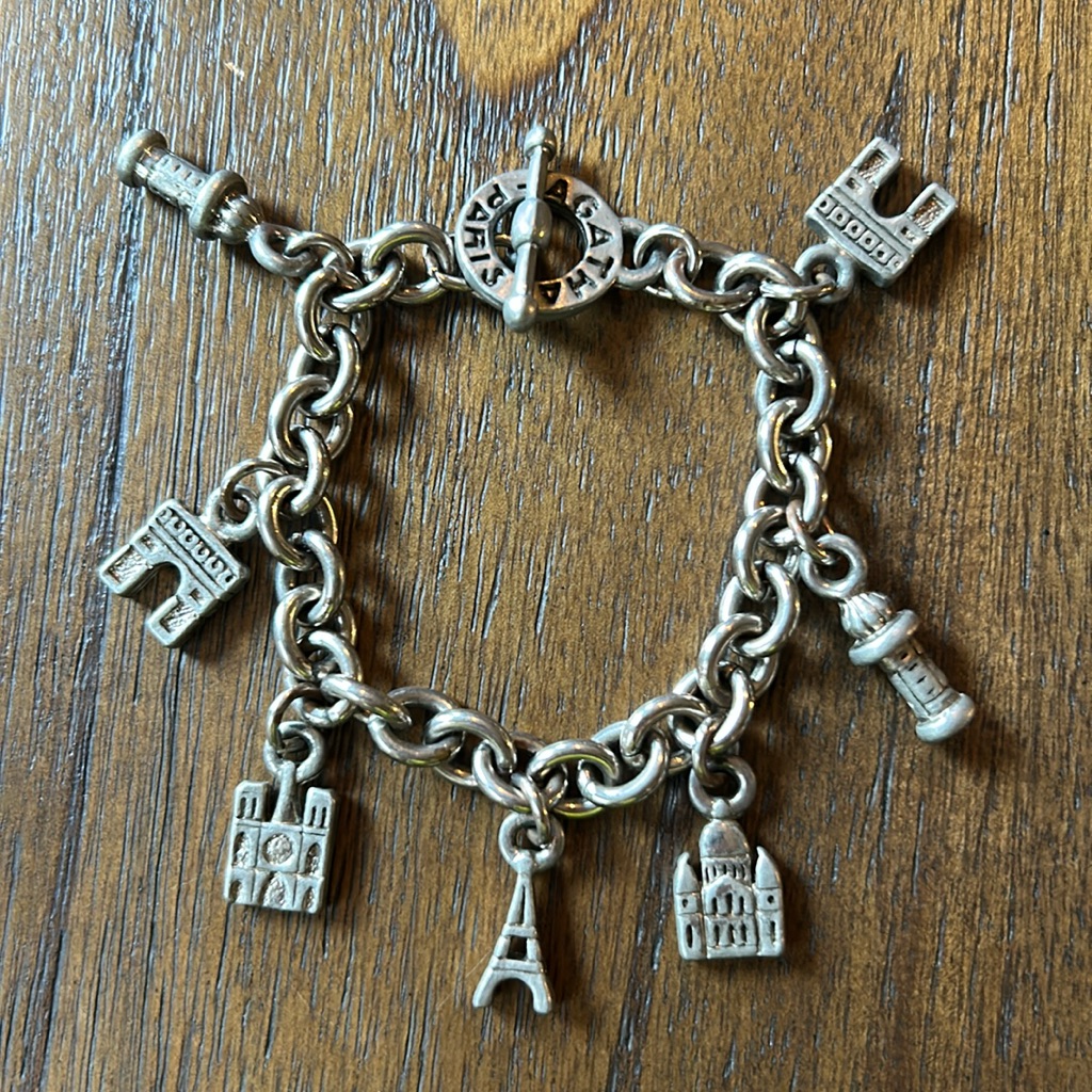 Vintage Agatha Paris Silver-Tone France Charm Bracelet
